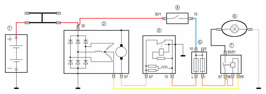 Схема подключения генератора на автомобиль ВАЗ 2101 (Г-221)